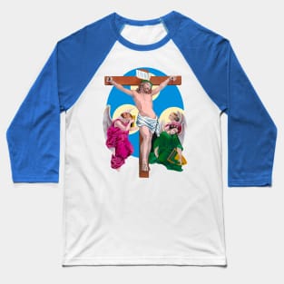 Angels weep at the feet of Jesus Christ crucified Baseball T-Shirt